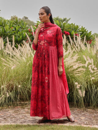 Rosewood bloom anarkali and dupatta