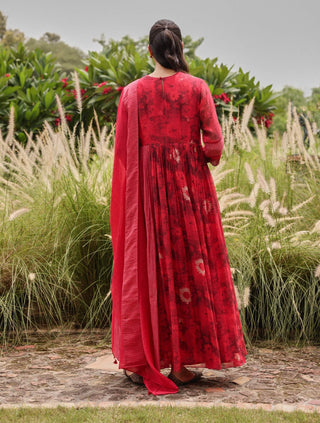 Rosewood bloom anarkali and dupatta