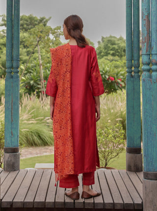 Berry applique floral kurta set