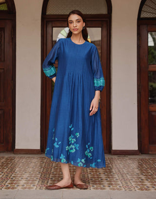 Indigo pintuck dress