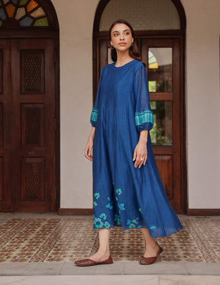 Indigo pintuck dress