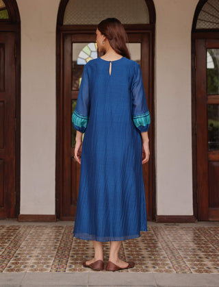 Indigo pintuck dress