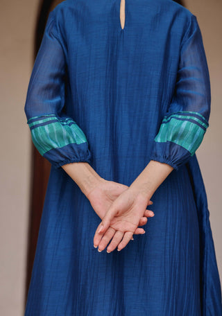 Indigo pintuck dress