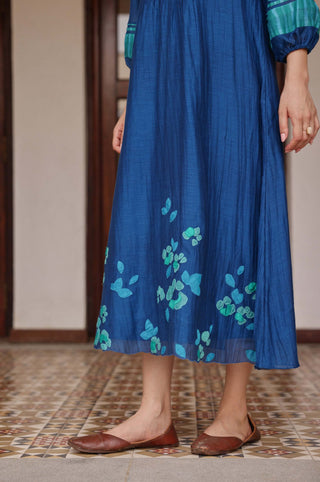 Indigo pintuck dress