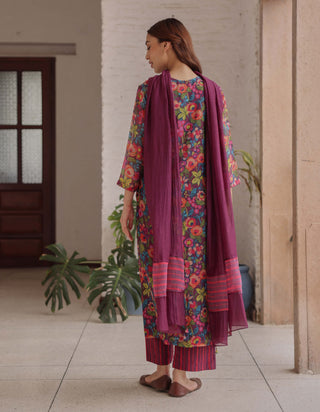 Amethyst bloom printed kurta set