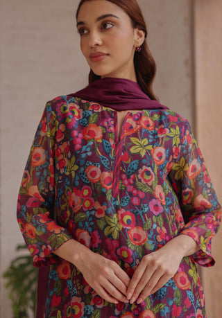 Amethyst bloom printed kurta set