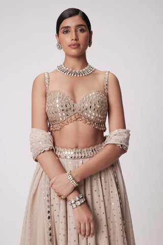 Light Beige Georgette Lehenga Pants Set by Vvani By Vani Vats available on Indiaspopup.com
