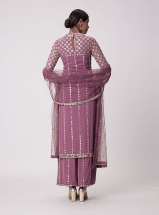 Mud Mauve Straight Kurta Set by Vvani By Vani Vats available on Indiaspopup.com
