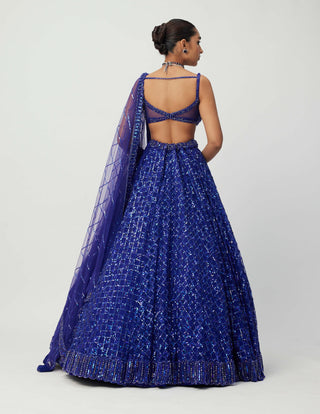 Blue Sequins Embroidered Lehenga Set by Vvani By Vani Vats available on Indiaspopup.com