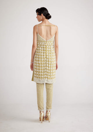 Vvani By Vani Vats-Fern Green Chandelier Pearl Drop Kurta Set-INDIASPOPUP.COM