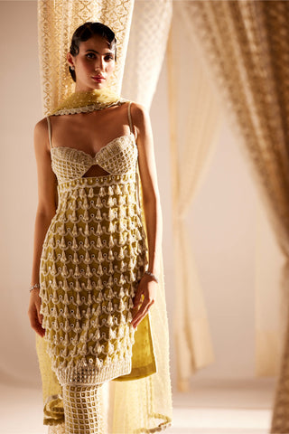 Vvani By Vani Vats-Fern Green Chandelier Pearl Drop Kurta Set-INDIASPOPUP.COM