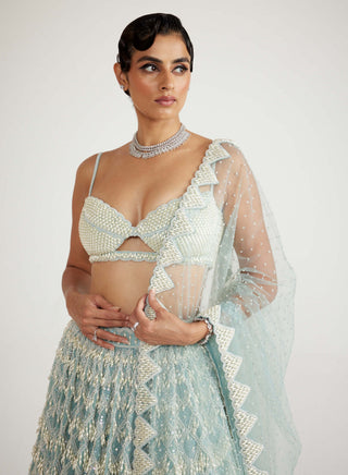 Vvani By Vani Vats-Powder Blue Chandelier Pearl Drop Lehenga Set-INDIASPOPUP.COM