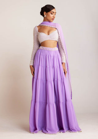 Vvani By Vani Vats-Lilac Pearl Drop Sharara Set-INDIASPOPUP.COM