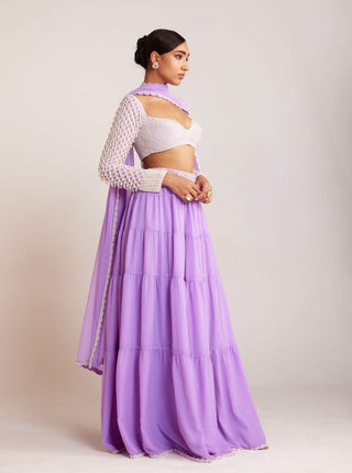 Vvani By Vani Vats-Lilac Pearl Drop Sharara Set-INDIASPOPUP.COM