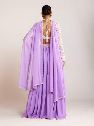 Vvani By Vani Vats-Lilac Pearl Drop Sharara Set-INDIASPOPUP.COM
