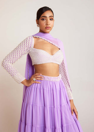 Vvani By Vani Vats-Lilac Pearl Drop Sharara Set-INDIASPOPUP.COM