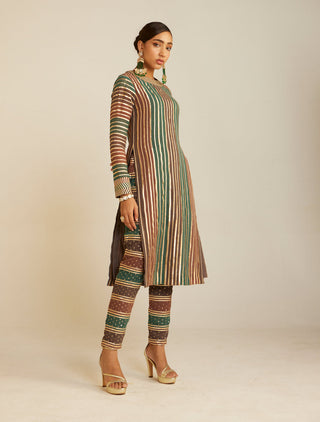 Vvani By Vani Vats-Mud Green Straight Kurta Set-INDIASPOPUP.COM