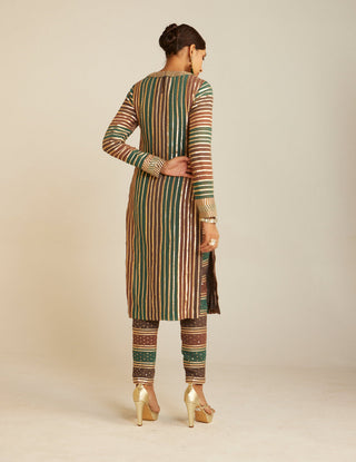 Vvani By Vani Vats-Mud Green Straight Kurta Set-INDIASPOPUP.COM