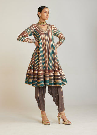 Vvani By Vani Vats-Mud Green Kurta And Dhoti Set-INDIASPOPUP.COM