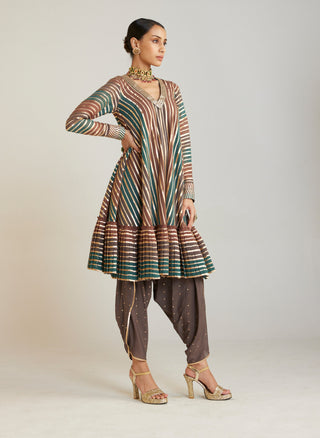 Vvani By Vani Vats-Mud Green Kurta And Dhoti Set-INDIASPOPUP.COM