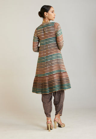 Vvani By Vani Vats-Mud Green Kurta And Dhoti Set-INDIASPOPUP.COM