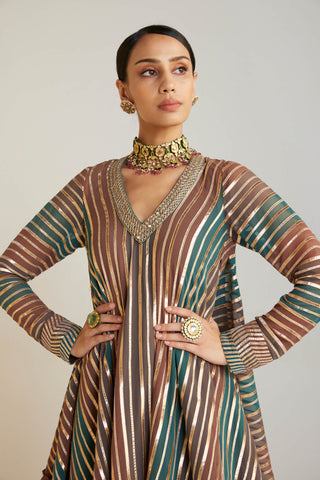 Vvani By Vani Vats-Mud Green Kurta And Dhoti Set-INDIASPOPUP.COM