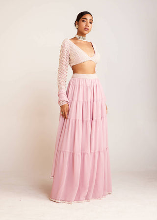 Vvani By Vani Vats-Powder Pink Pearl Drop Sharara Set-INDIASPOPUP.COM