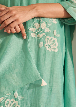 Mint applique embroidered kurta set
