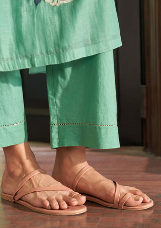 Mint floral applique kurta set