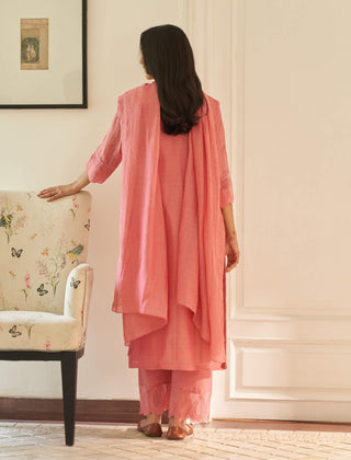 Poeny thread embroidered kurta set