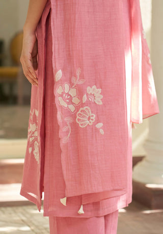 Peony applique kurta set