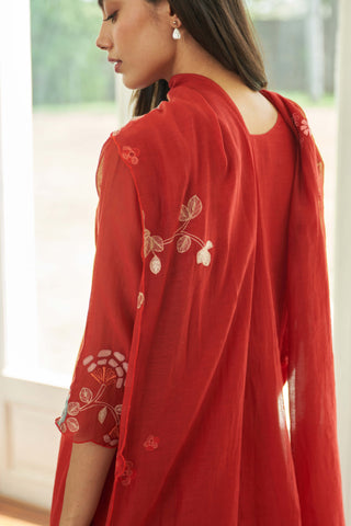 Poppy applique anarkali and dupatta