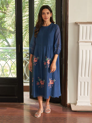 Ocean blue pintuck dress