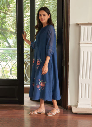 Ocean blue pintuck dress