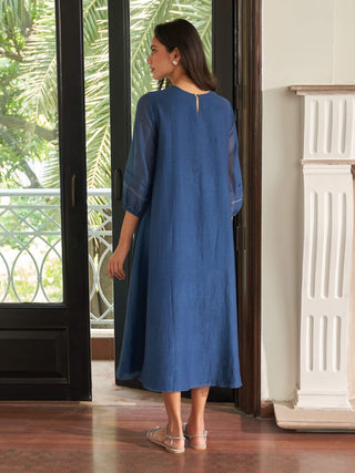 Ocean blue pintuck dress