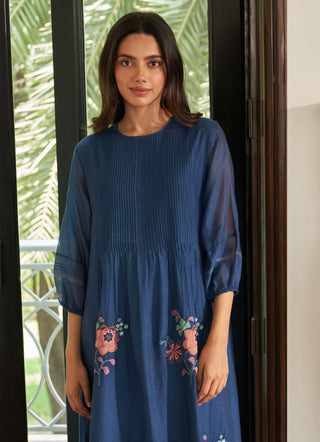 Ocean blue pintuck dress