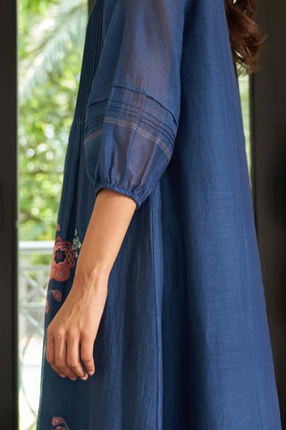 Ocean blue pintuck dress