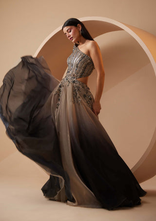 Roqa-Verona Gray Ombre Gown-INDIASPOPUP.COM