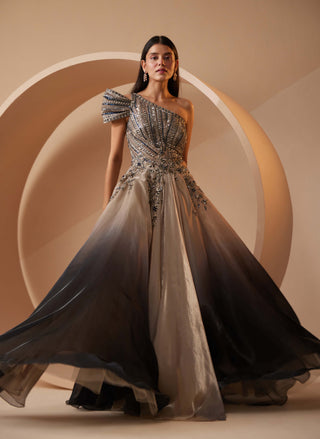 Roqa-Verona Gray Ombre Gown-INDIASPOPUP.COM