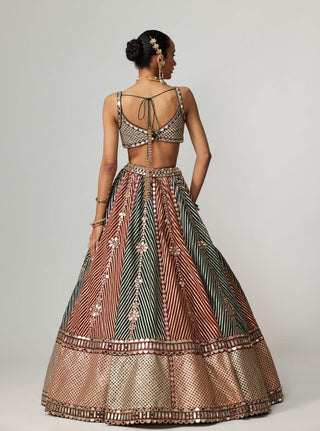 Cranberry gota linear flower lehenga set