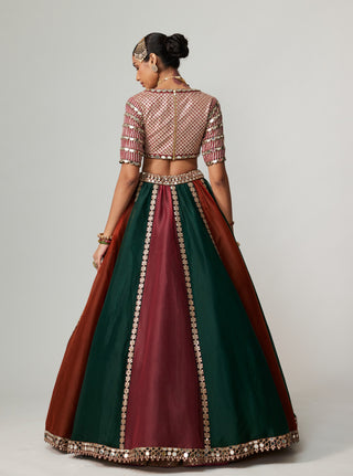 Cranberry golden gota linear lehenga set