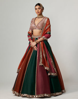 Cranberry golden gota linear lehenga set