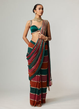 Cranberry multicolor sari and blouse