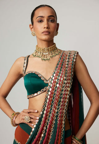 Cranberry multicolor sari and blouse