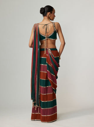 Cranberry multicolor sari and blouse