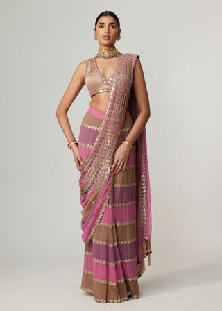 Mud mauve multicolor sari and blouse