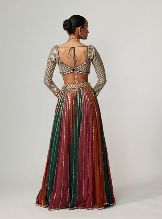 Cranberry lehenga pants set