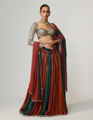 Cranberry lehenga pants set