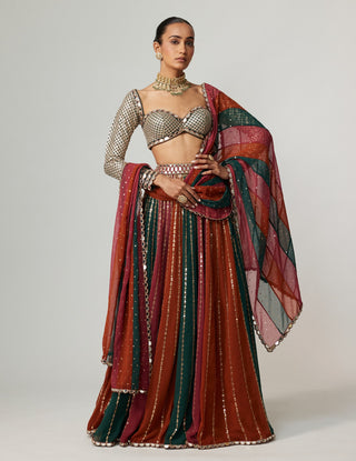Cranberry lehenga pants set