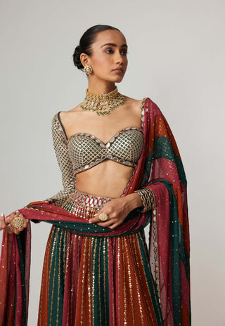 Cranberry lehenga pants set